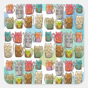Katzen! Quadratischer Aufkleber