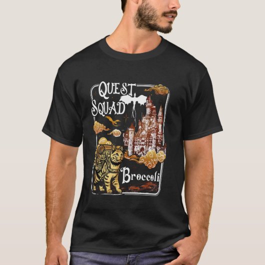 Katzen Quest Squad Brokkoli T-Shirt (Vorderseite)