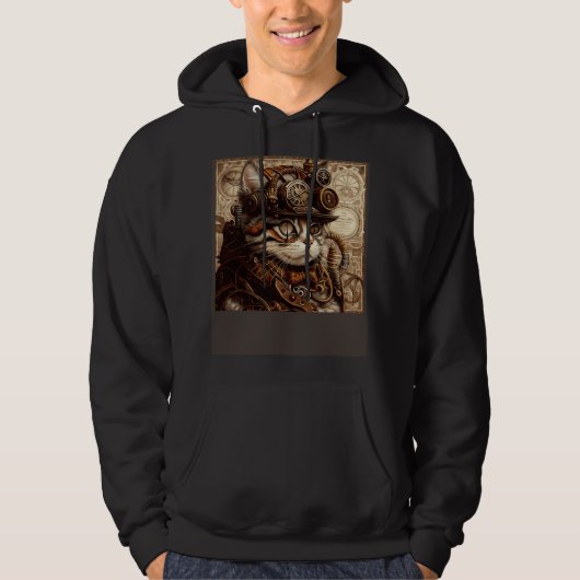Katzen-Quilting-Steampunk Hoodie (Vorderseite)
