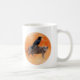 Katzen-Raben-Mond-Tasse Kaffeetasse
