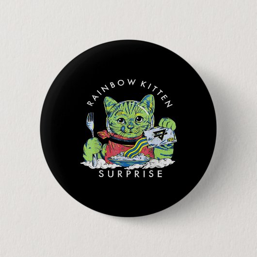 Katzen Rainbow Kitten Überraschung Niedliches Esse Button (Vorderseite)