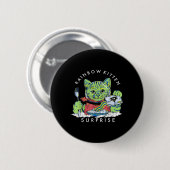 Katzen Rainbow Kitten Überraschung Niedliches Esse Button (Vorne & Hinten)