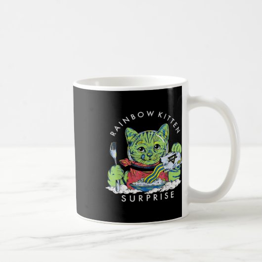 Katzen Rainbow Kitten Überraschung Niedliches Esse Kaffeetasse (Rechts)