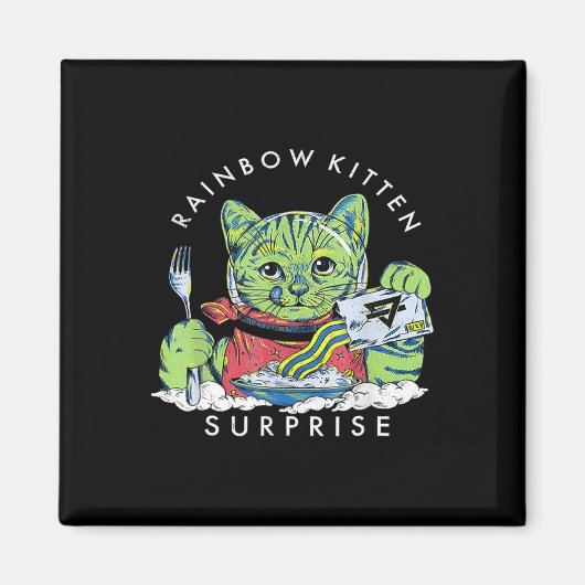 Katzen Rainbow Kitten Überraschung Niedliches Esse Magnet (Vorne)