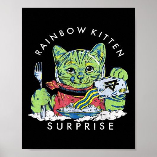 Katzen Rainbow Kitten Überraschung Niedliches Esse Poster (Vorne)