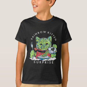 Katzen Rainbow Kitten Überraschung Niedliches Esse T-Shirt