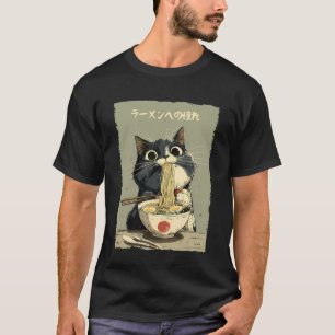 Katzen-Ramen-Ästhetik-Japanische-Ukiyo-e-Kunstwerk T-Shirt