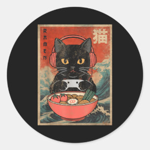 Katzen Ramen Japanisch Lustig Grafik Kawaii Anime Runder Aufkleber