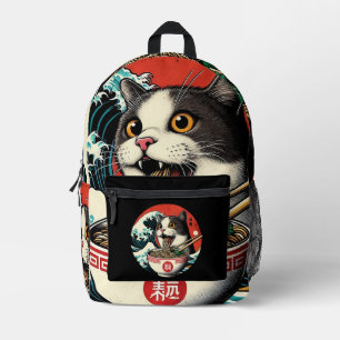 Katzen-Ramen Japanische Kunst im Vintage-Stil Bedruckter Rucksack