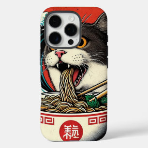 Katzen-Ramen japanische Kunst im Vintage-Stil iPhone 16 Pro Hülle