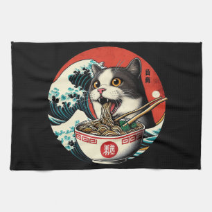 Katzen-Ramen japanische Kunst im Vintage-Stil Geschirrtuch