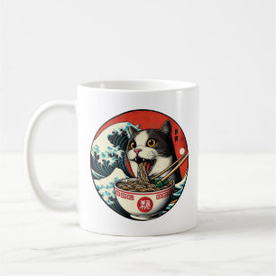 Katzen-Ramen japanische Kunst im Vintage-Stil Kaffeetasse