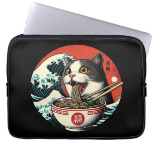 Katzen-Ramen japanische Kunst im Vintage-Stil Laptopschutzhülle
