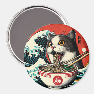 Katzen-Ramen japanische Kunst im Vintage-Stil Magnet