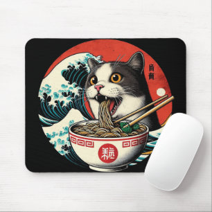 Katzen-Ramen Japanische Kunst im Vintage-Stil Mousepad