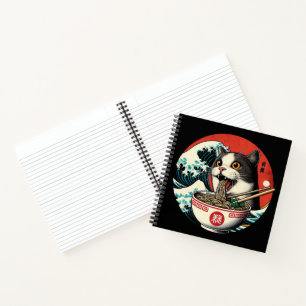 Katzen-Ramen japanische Kunst im Vintage-Stil Notizblock