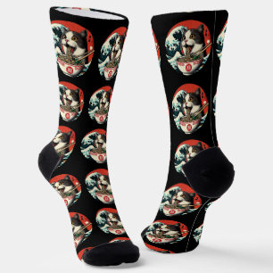 Katzen-Ramen Japanische Kunst im Vintage-Stil Socken