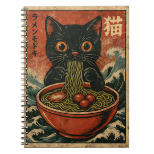 Katzen Ramen Japanisches Lustiges Grafik Kawaii Ka Notizblock