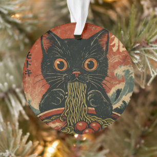Katzen Ramen Japanisches Lustiges Grafik Kawaii Ka Ornament