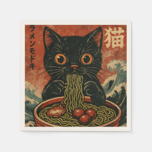 Katzen-Ramen Japanisches Lustiges Grafik Kawaii Ka Serviette