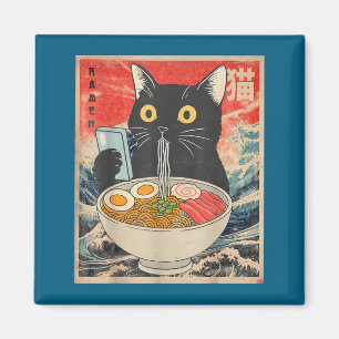 Katzen-Ramen lustige Grafik-T-Shirts japanische ka Magnet