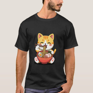 Katzen-Ramen-Schlurf-Session Lustiges Lebensmittel T-Shirt