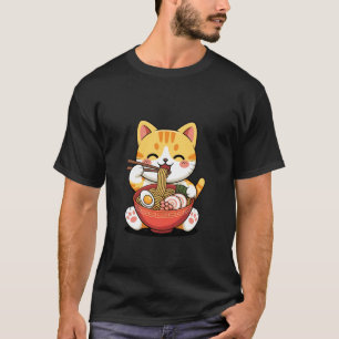 Katzen-Ramen-Schlurf-Session-Spaß-Essen-Tier-Desig T-Shirt
