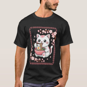 Katzen-Ramen-Zeit Whimsical-Nudel-Charakter-Kunst T-Shirt