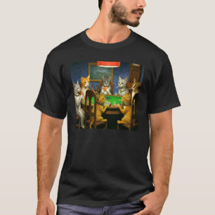 Katzen Rauchen Zigarettenschmaus Katzen Poker spie T-Shirt