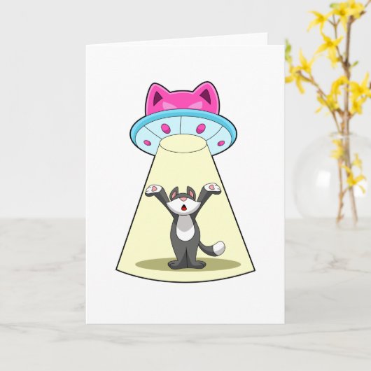 Katzen-Raumschiff Karte (Gelbe Blume)