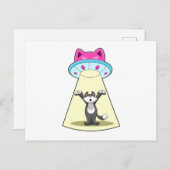 Katzen-Raumschiff Postkarte (Vorne/Hinten)