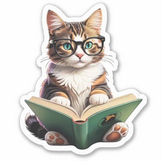 Katzen-Reading-Buch Aufkleber (Vorderseite)