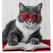 Katzen-Reading-Buch Duschvorhang (Vorderseite)