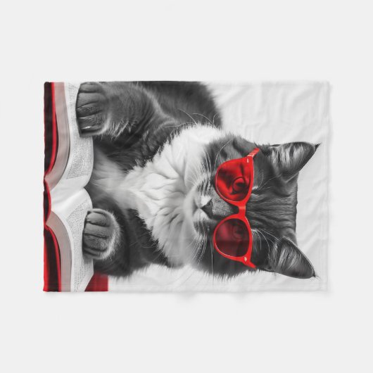 Katzen-Reading-Buch Fleecedecke (Vorderseite (Horizontal))