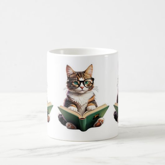 Katzen-Reading-Buch Kaffeetasse (Mittel)