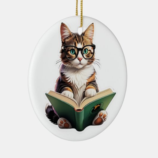 Katzen-Reading-Buch Keramik Ornament (Rechts)