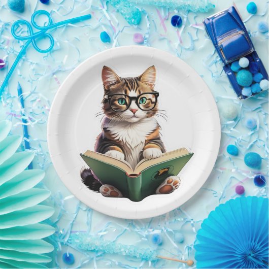 Katzen-Reading-Buch Pappteller (Party)