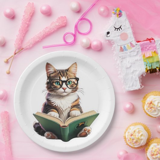 Katzen-Reading-Buch Pappteller (Party)