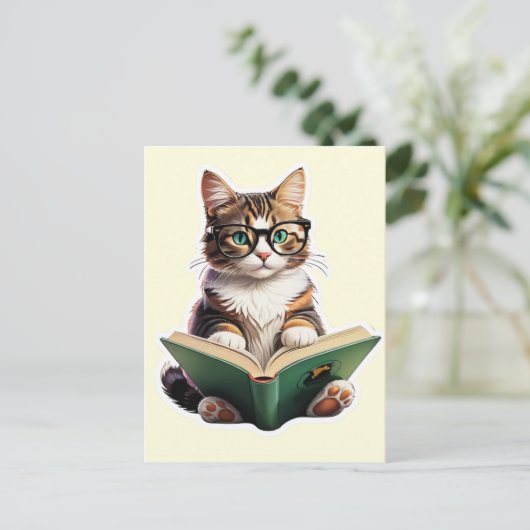 Katzen-Reading-Buch Postkarte (Stehend Vorderseite)