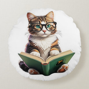 Katzen-Reading-Buch Rundes Kissen