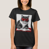 Katzen-Reading-Buch T-Shirt (Vorderseite)