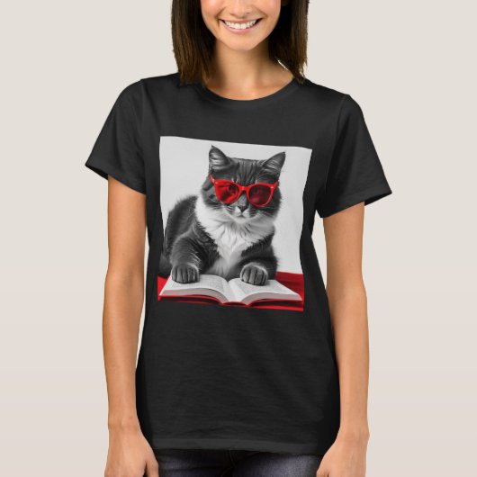 Katzen-Reading-Buch T-Shirt (Vorderseite)