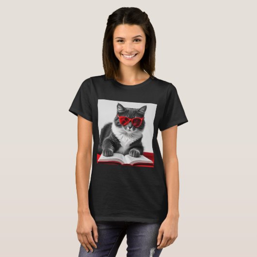 Katzen-Reading-Buch T-Shirt (Vorne ganz)