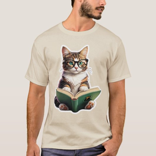 Katzen-Reading-Buch T-Shirt (Vorderseite)