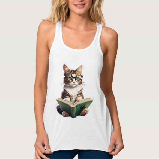 Katzen-Reading-Buch Tank Top (Vorderseite)