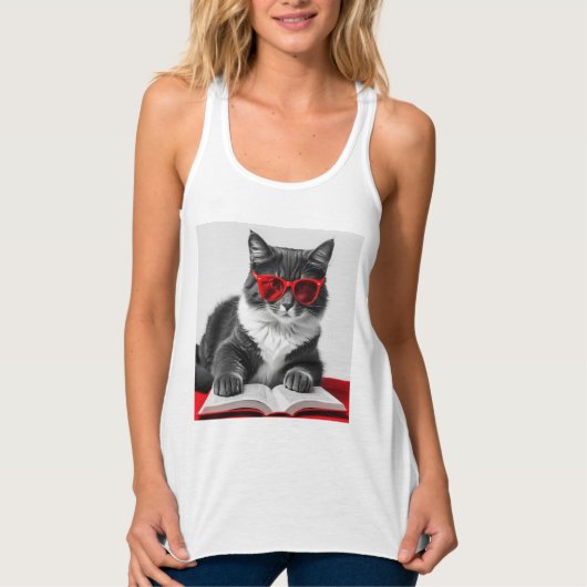 Katzen-Reading-Buch Tank Top (Vorderseite)