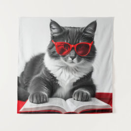 Katzen-Reading-Buch Wandteppich