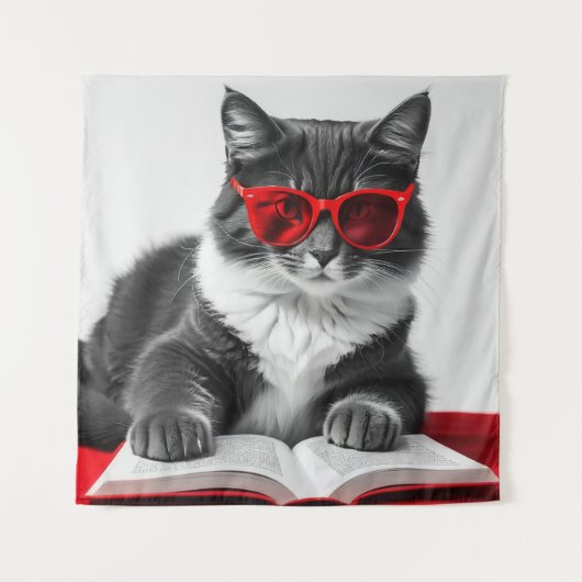 Katzen-Reading-Buch Wandteppich (Vorderseite)
