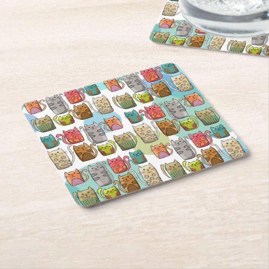 Katzen! Rechteckiger Pappuntersetzer (angewinkelt)