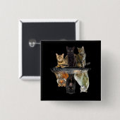 Katzen Reflection Friend Cat Lovers Niedlich Tiger Button (Vorne & Hinten)